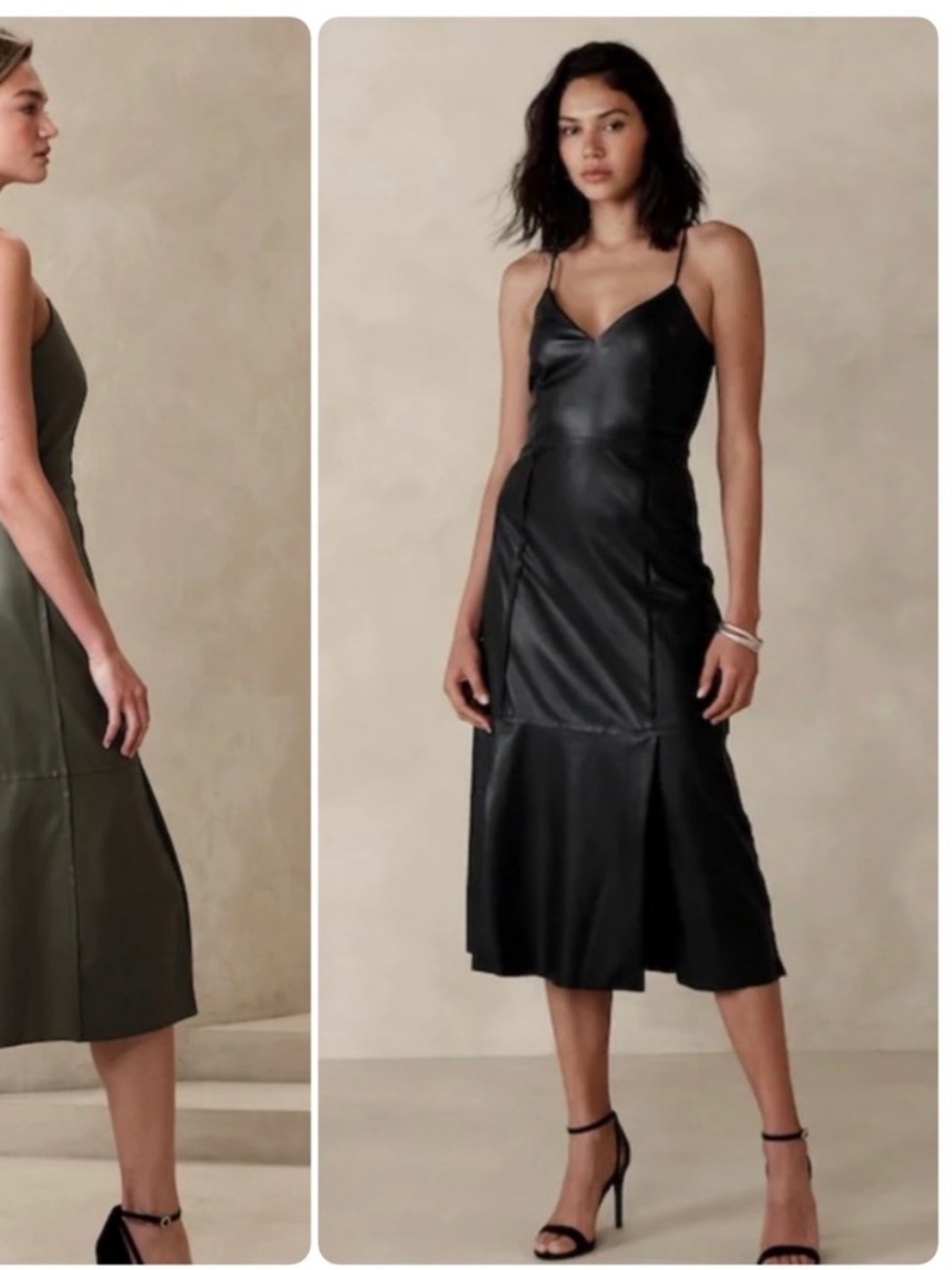 Banana Republic Faux Leather Black Slip Dress 12